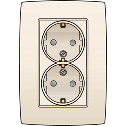 Dubbel stopcontact met randaarde, beschermingsafsluiters, ultravlak, v